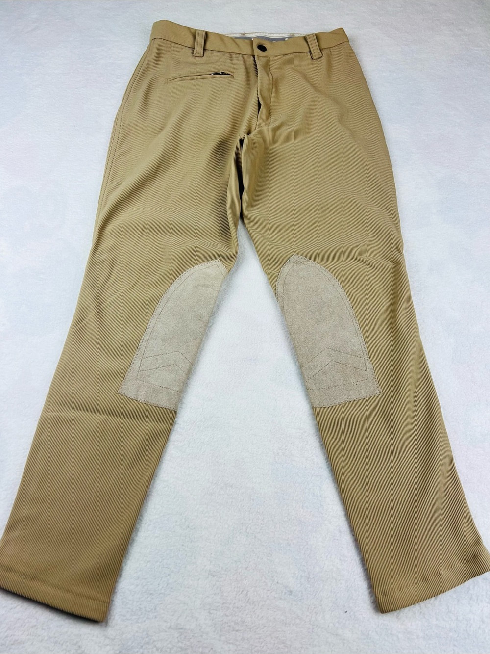 Devon-Aire Riding Pants 28L Tan Equestrian Breeches Suede Knee Patch Stretch